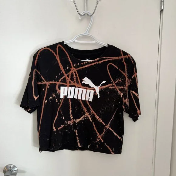 ✨Upcycled | Puma | Cropped T Shirt | Small | Black - Picture 9 of 12